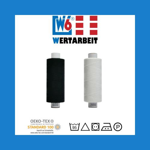 W6 Qualitätsnähgarn Schwarz / Weiß Set (2 x 500 m)